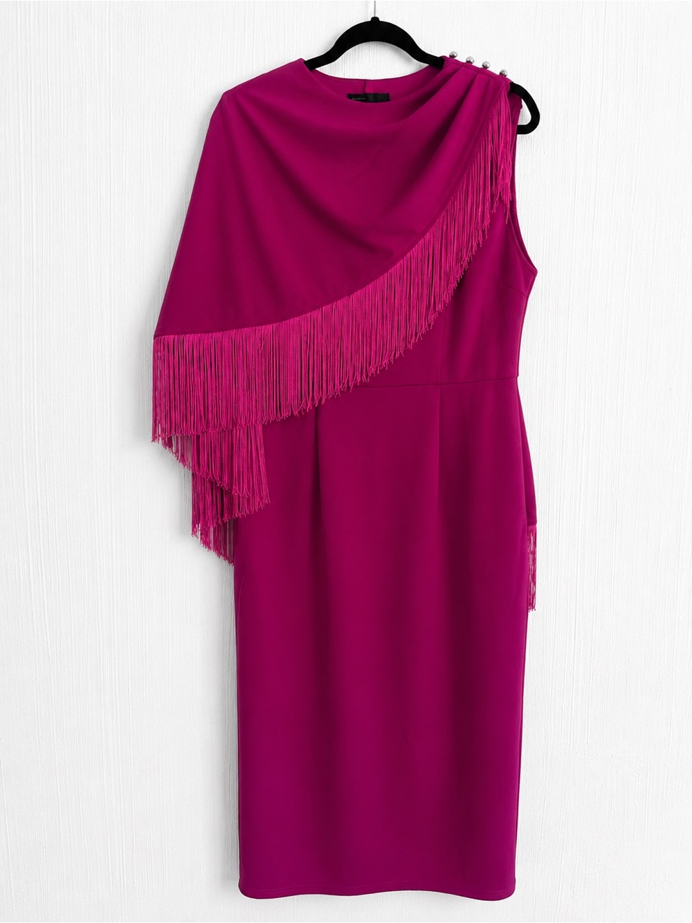 💖  Pink Fringe Bombshell Cocktail Dress • Old Hollywood Glam Statement Piece